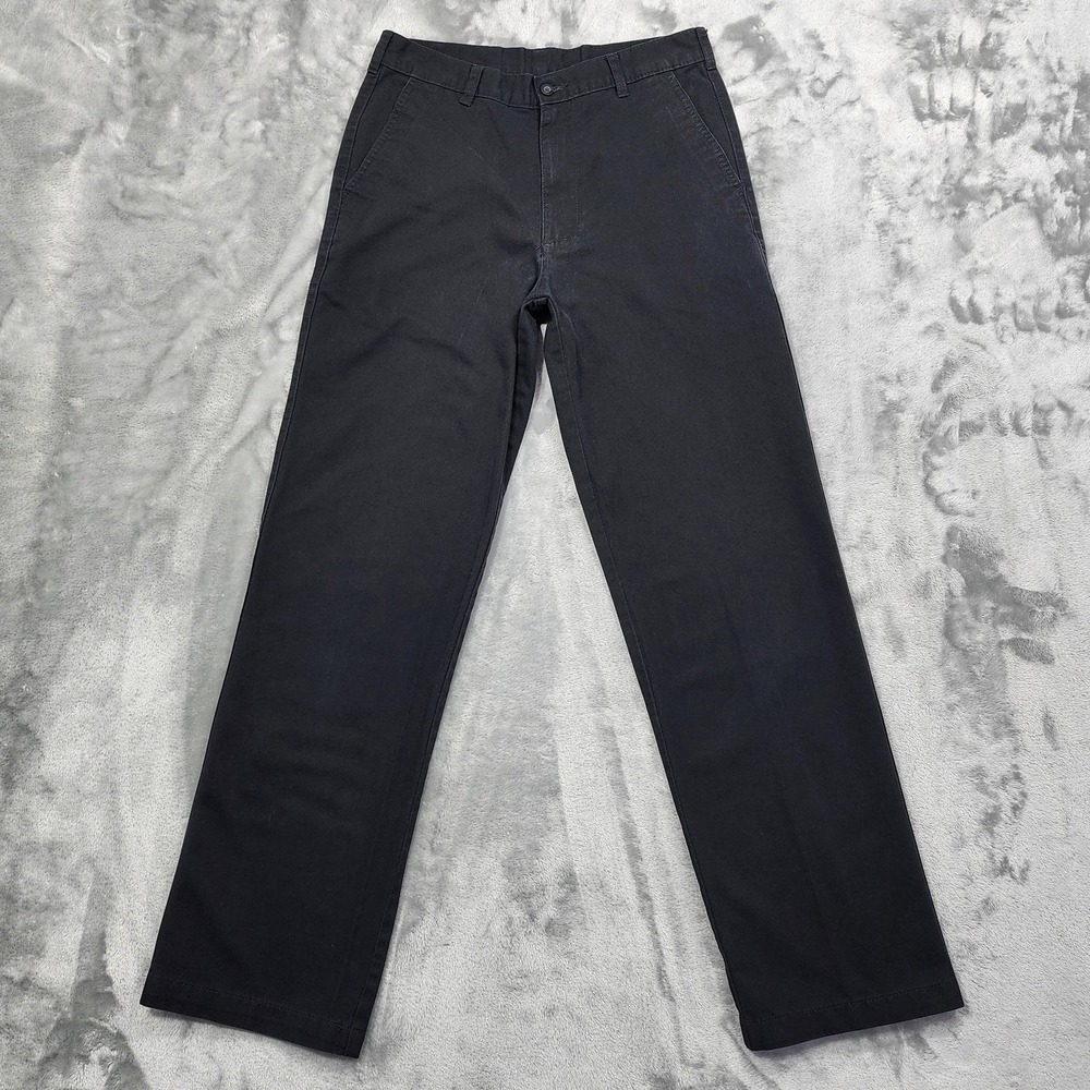 George Pants Mens 30x32 Black Flat Front Chino Straight Workwear Office Preppy